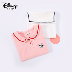 Disney baby 迪士尼童装女童长袖2022春新款儿童宝宝洋气时尚针织纯棉T恤上衣17.8元