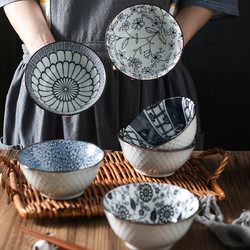复古系列日式碗一人一色6件套5英寸八角碗陶瓷米饭碗陶瓷餐具 42元