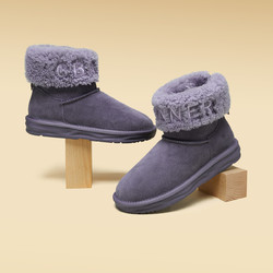雪地靴2022冬季新款加绒保暖防滑平跟靴子棉鞋短靴真皮