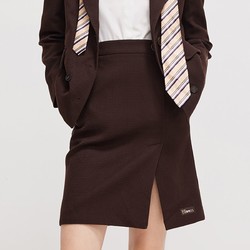 【商场同款】【2022冬新款】华夫格纹不对称高腰羊毛半身裙子