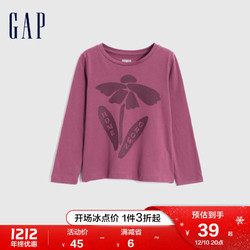Gap 盖璞 女幼童冬季2022新款纯棉印花长袖430116童装运动T恤 45元