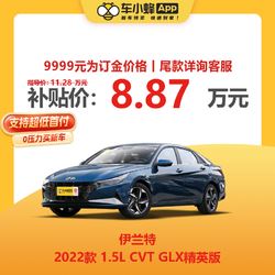 北京现代 伊兰特 2022款 1.5L CVT GLX精英版 车小蜂汽车新车 88700元