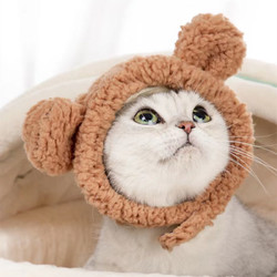 猫咪帽子头套可爱猫头饰装扮狗狗宠物帽子搞怪小猫搞笑熊耳朵道具 10.9元